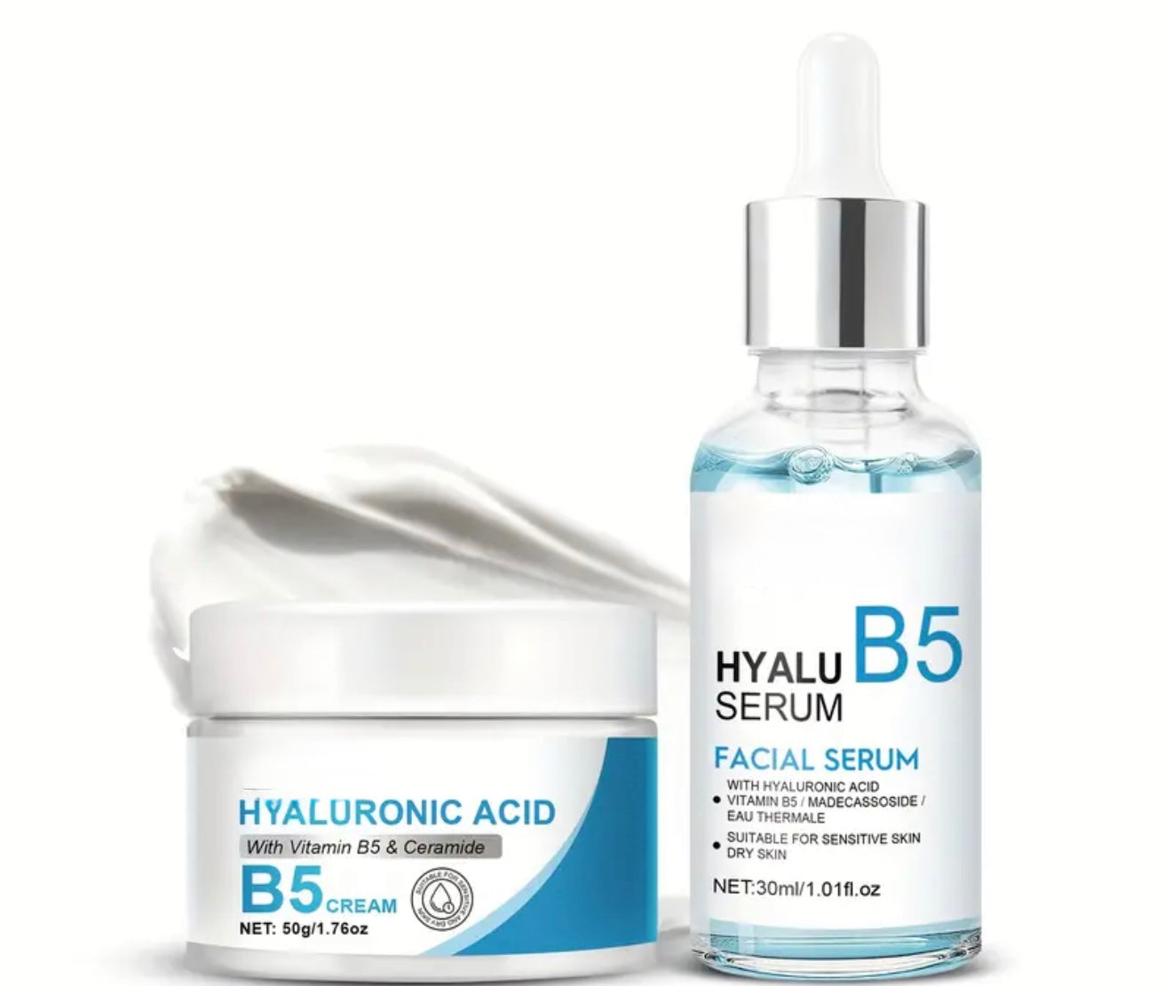 Vitamin B5 + Hyaluronic Acid Facial Serum Cream Set